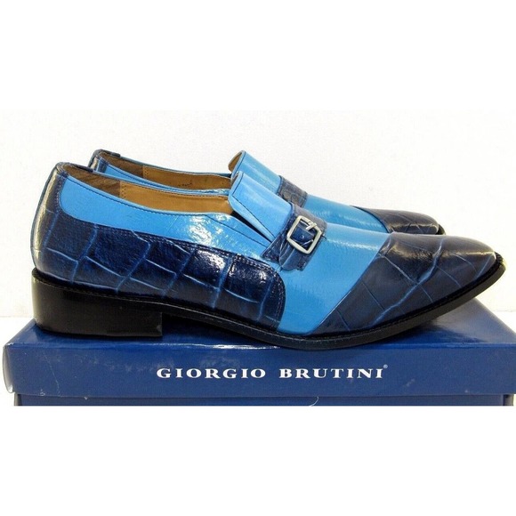 Mens GIORGIO BRUTINI HANEY Monkstrap Navy Blue Slip-On Oxford 211053 Size 15 NEW - Picture 4 of 7